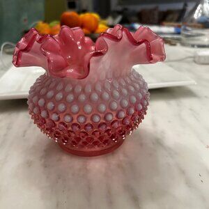 Fenton Large Cranberry Vase with flutter edge